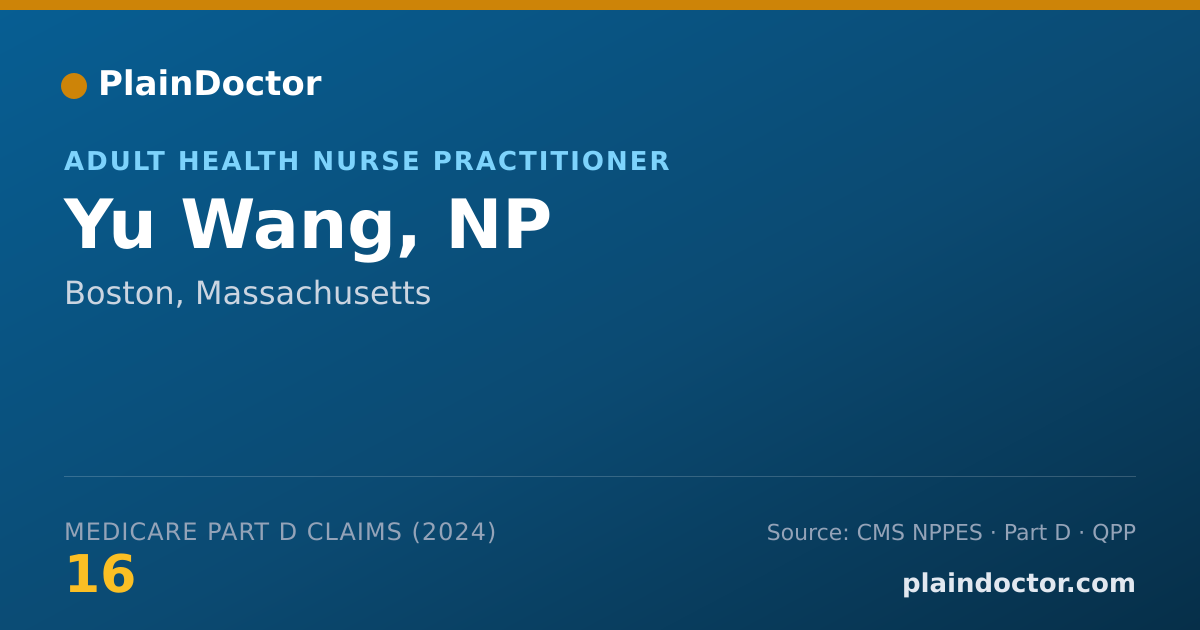 Shareable card for Yu Wang, NP - Adult Health Nurse Practitioner, Boston, MA