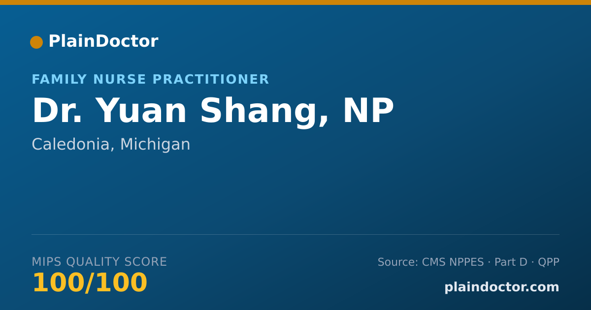 Shareable card for Yuan Shang, NP - Family Nurse Practitioner, Caledonia, MI