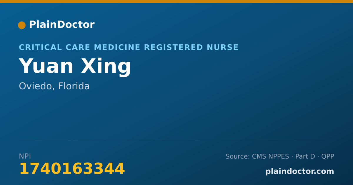 Shareable card for Yuan Xing - Critical Care Medicine Registered Nurse, Oviedo, FL