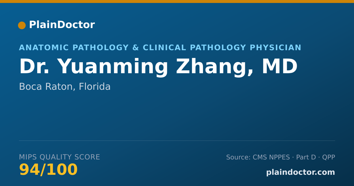 Shareable card for Yuanming Zhang, MD - Anatomic Pathology & Clinical Pathology Physician, Boca Raton, FL