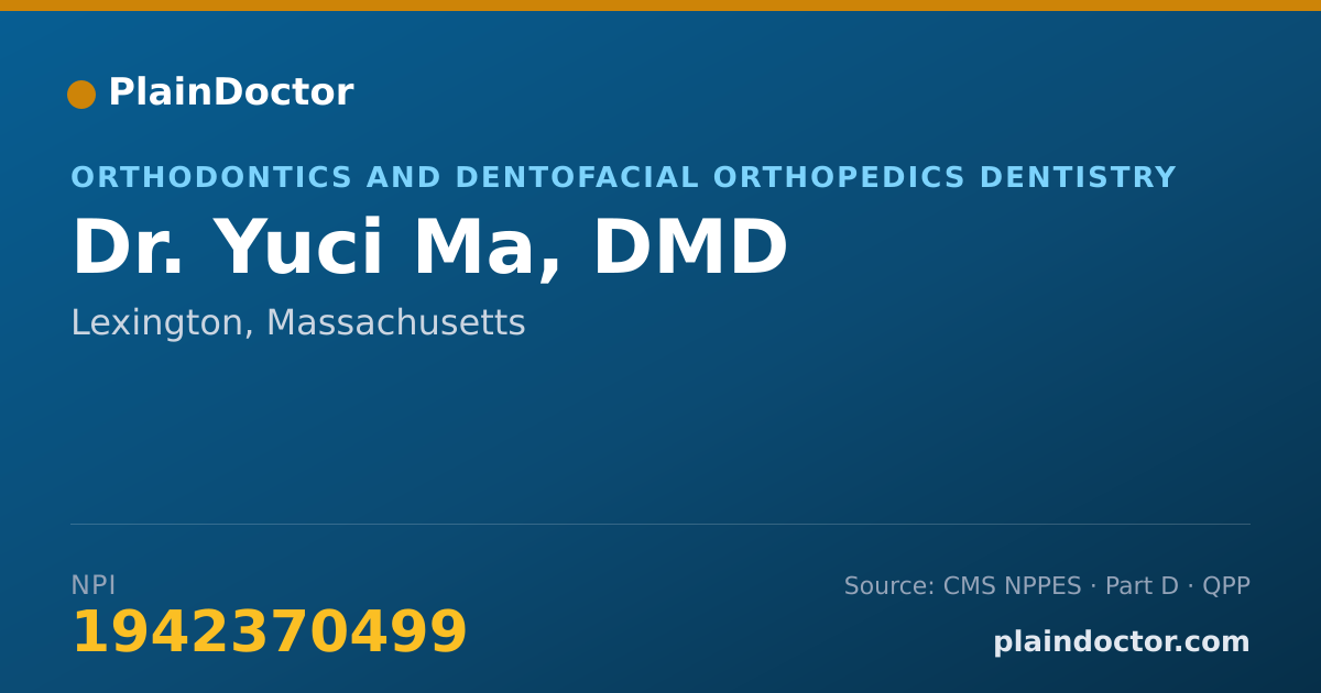 Shareable card for Yuci Ma, DMD - Orthodontics and Dentofacial Orthopedics Dentistry, Lexington, MA