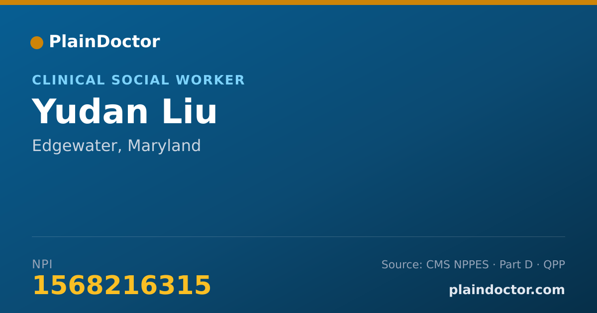Shareable card for Yudan Liu - Clinical Social Worker, Edgewater, MD
