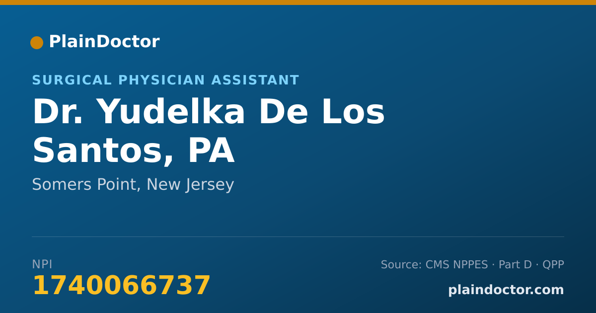 Shareable card for Yudelka De Los Santos, PA - Surgical Physician Assistant, Somers Point, NJ