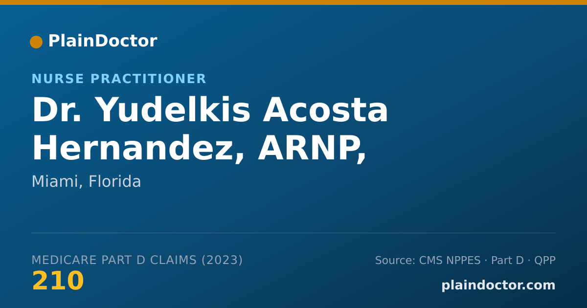 Shareable card for Yudelkis Acosta Hernandez, ARNP, AGPCNP-BC - Nurse Practitioner, Miami, FL
