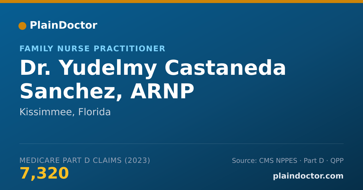Shareable card for Yudelmy Castaneda Sanchez, ARNP - Family Nurse Practitioner, Kissimmee, FL