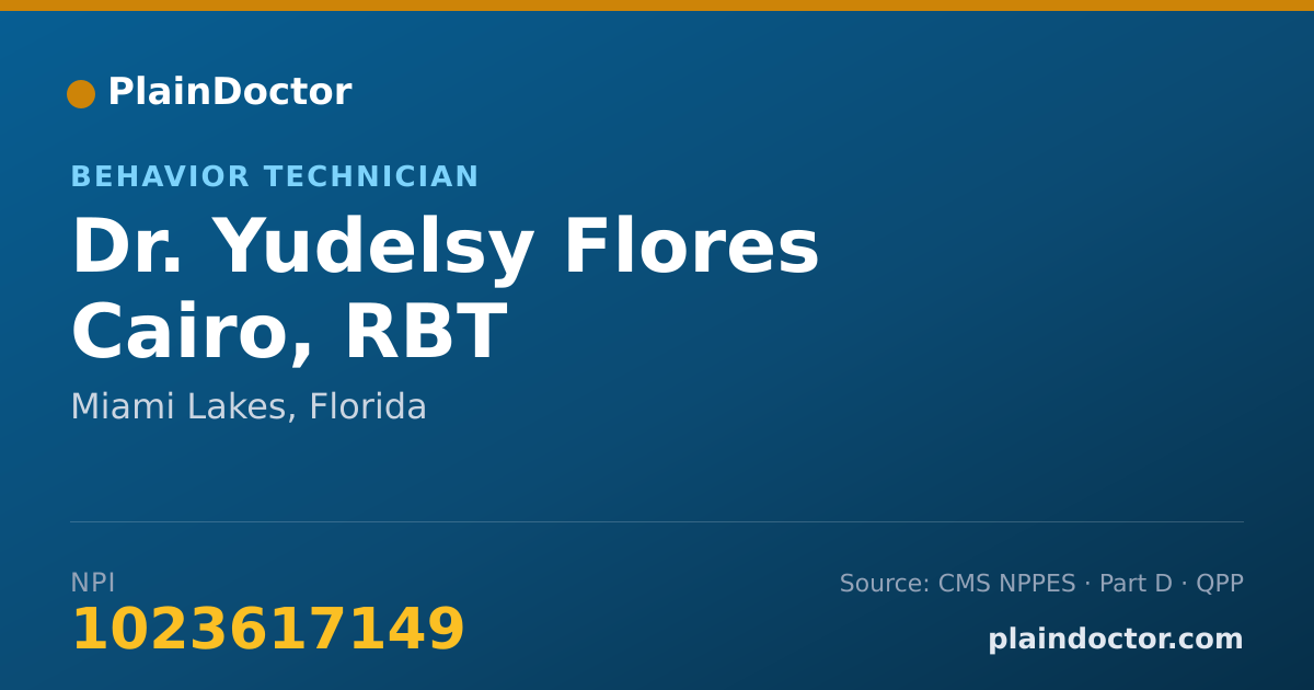 Shareable card for Yudelsy Flores Cairo, RBT - Behavior Technician, Miami Lakes, FL