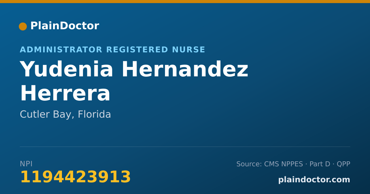 Shareable card for Yudenia Hernandez Herrera - Administrator Registered Nurse, Cutler Bay, FL