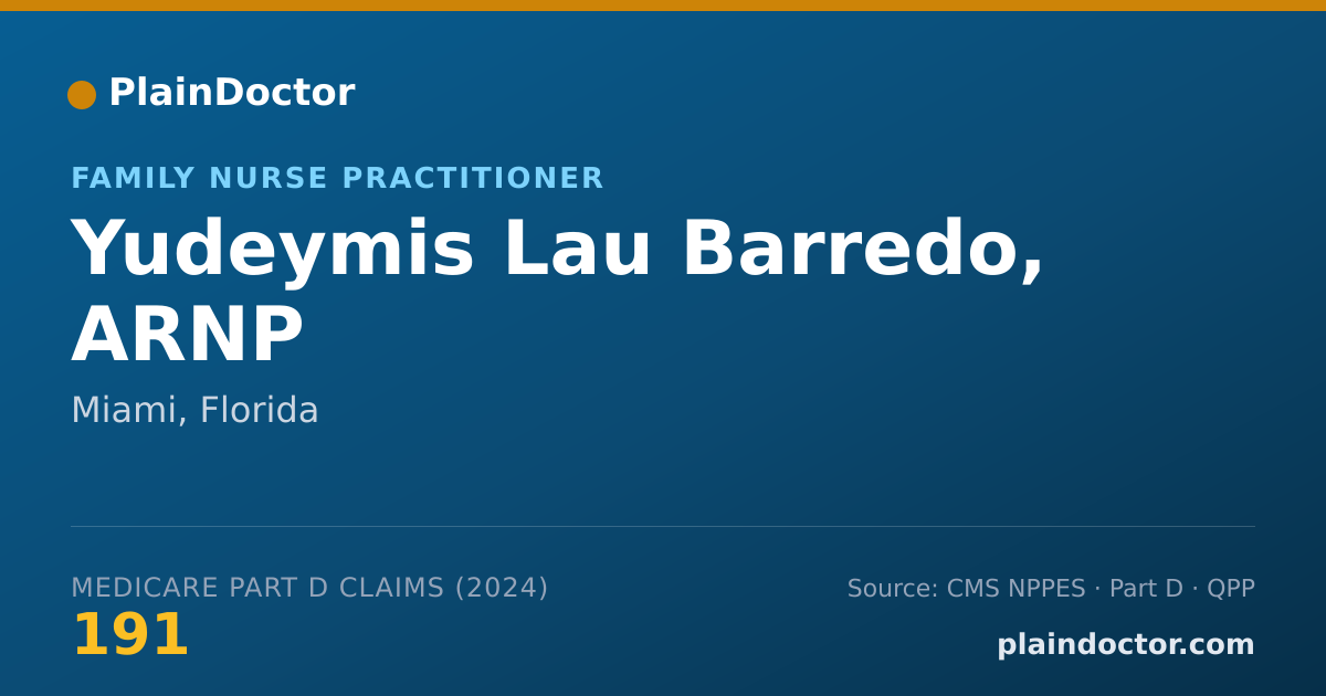 Shareable card for Yudeymis Lau Barredo, ARNP - Family Nurse Practitioner, Miami, FL