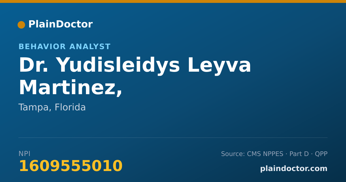 Shareable card for Yudisleidys Leyva Martinez, RBT-23-278375 - Behavior Analyst, Tampa, FL