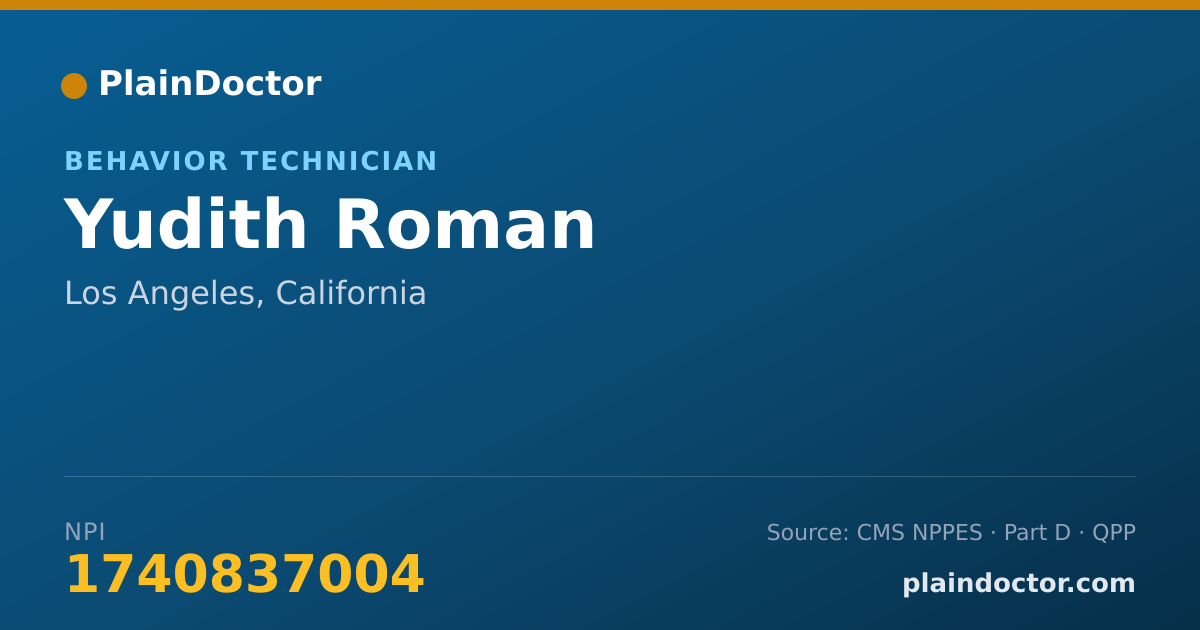 Shareable card for Yudith Roman - Behavior Technician, Los Angeles, CA