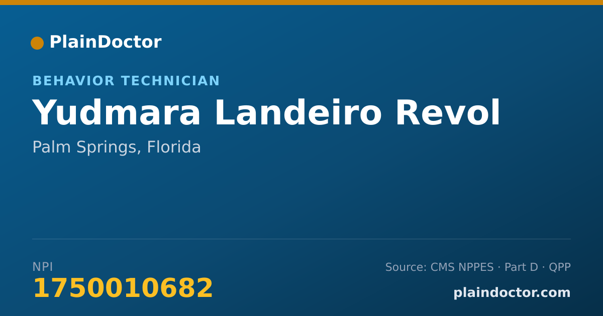 Shareable card for Yudmara Landeiro Revol - Behavior Technician, Palm Springs, FL