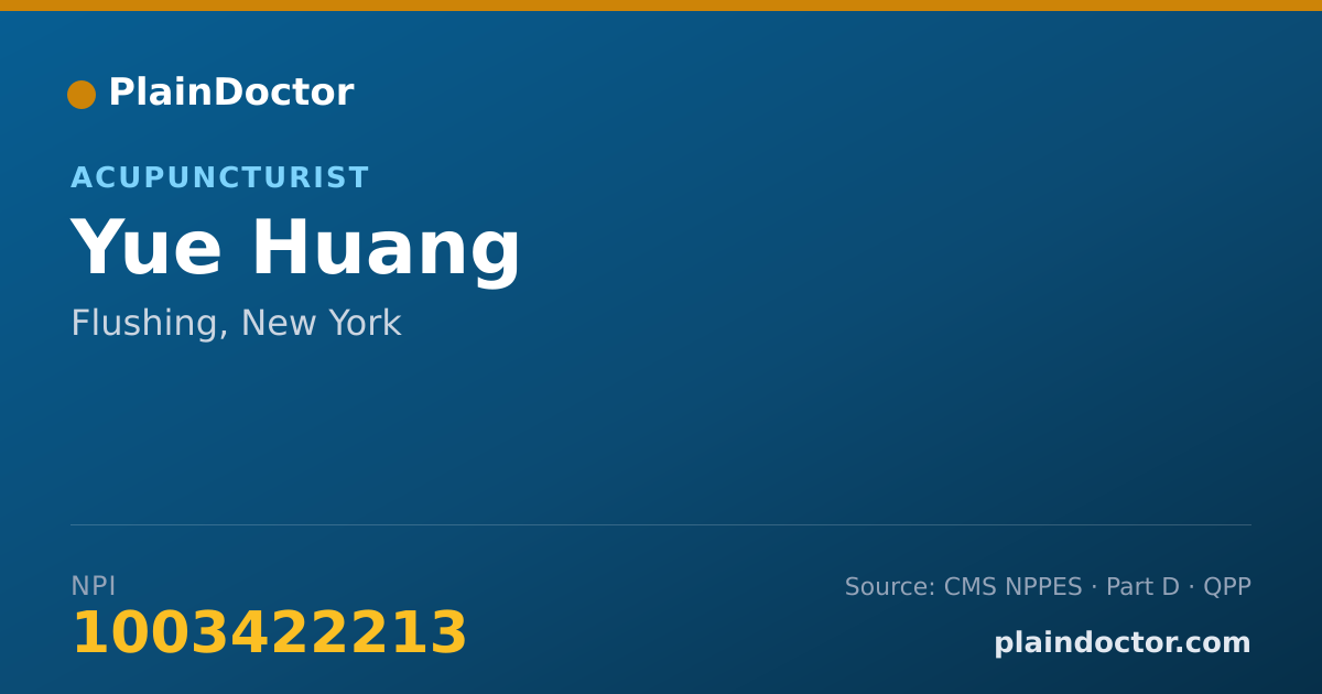 Shareable card for Yue Huang - Acupuncturist, Flushing, NY
