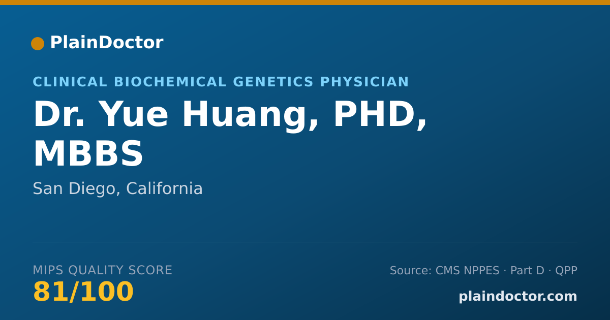 Shareable card for Yue Huang, PHD, MBBS - Clinical Biochemical Genetics Physician, San Diego, CA