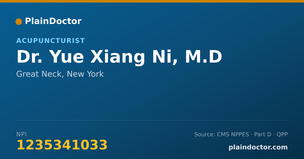 Shareable card for Yue Xiang Ni, M.D - Acupuncturist, Great Neck, NY