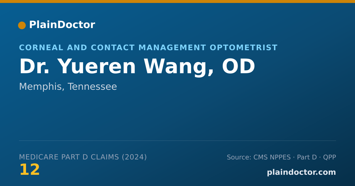 Shareable card for Yueren Wang, OD - Optometrist, Memphis, TN