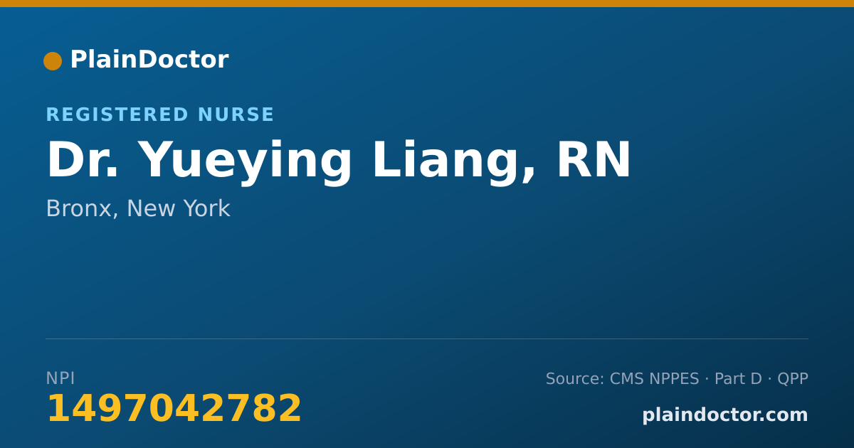 Shareable card for Yueying Liang, RN - Registered Nurse, Bronx, NY