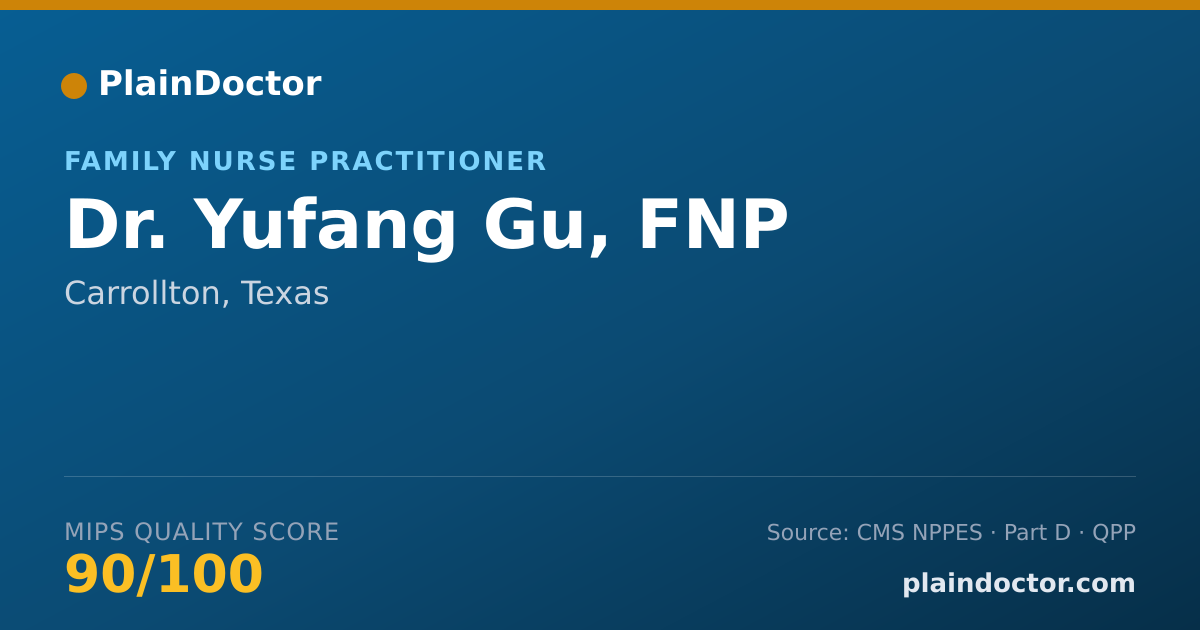 Shareable card for Yufang Gu, FNP - Family Nurse Practitioner, Carrollton, TX