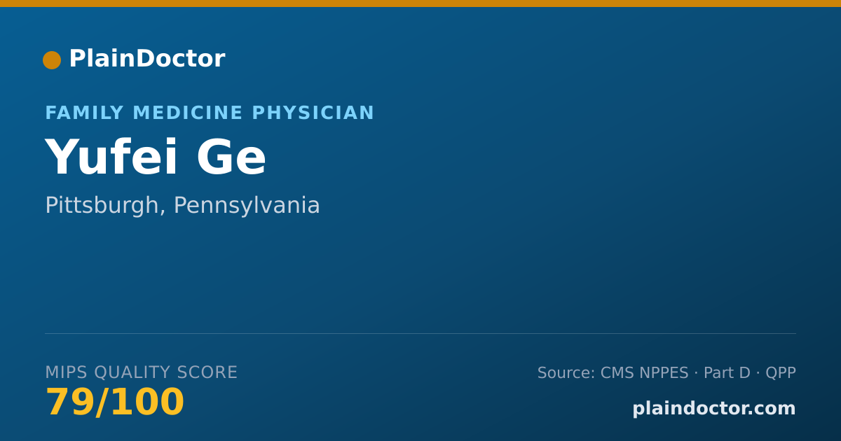 Shareable card for Yufei Ge - Family Medicine Physician, Pittsburgh, PA