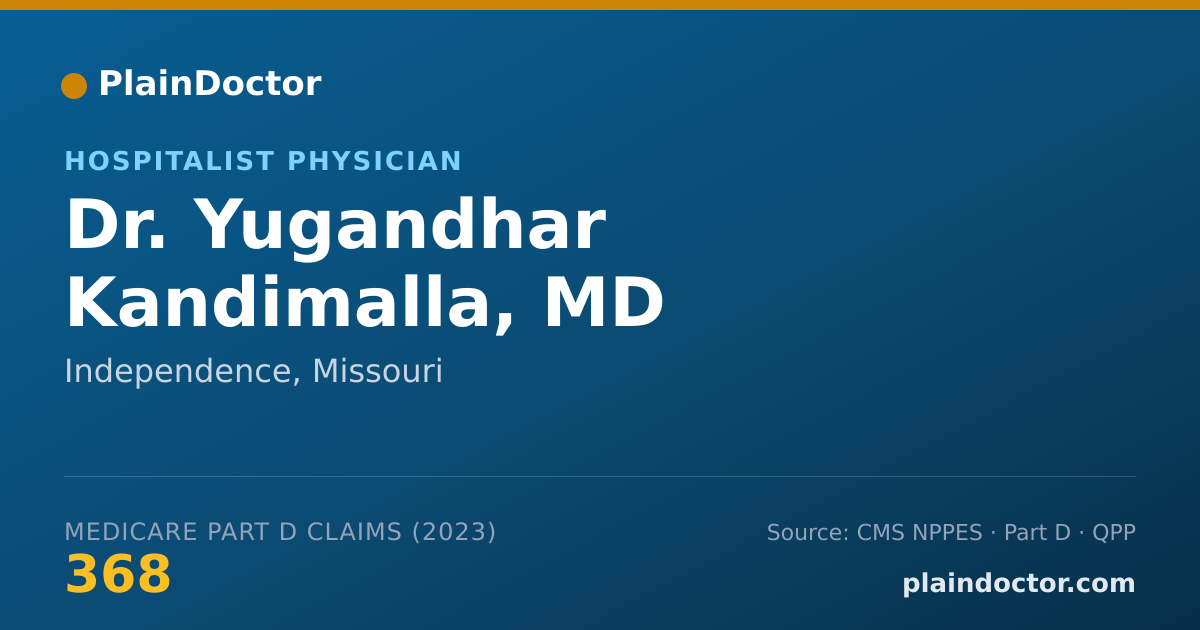 Shareable card for Yugandhar Kandimalla, MD - Hospitalist Physician, Independence, MO