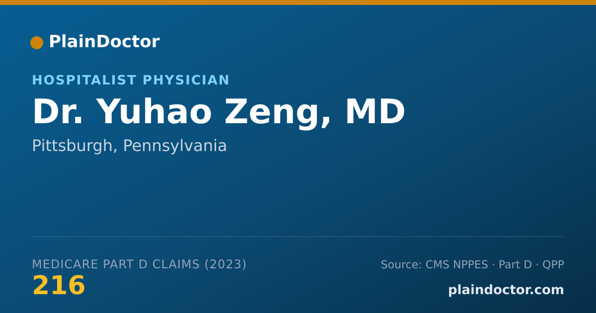 Shareable card for Yuhao Zeng, MD - Hospitalist Physician, Pittsburgh, PA