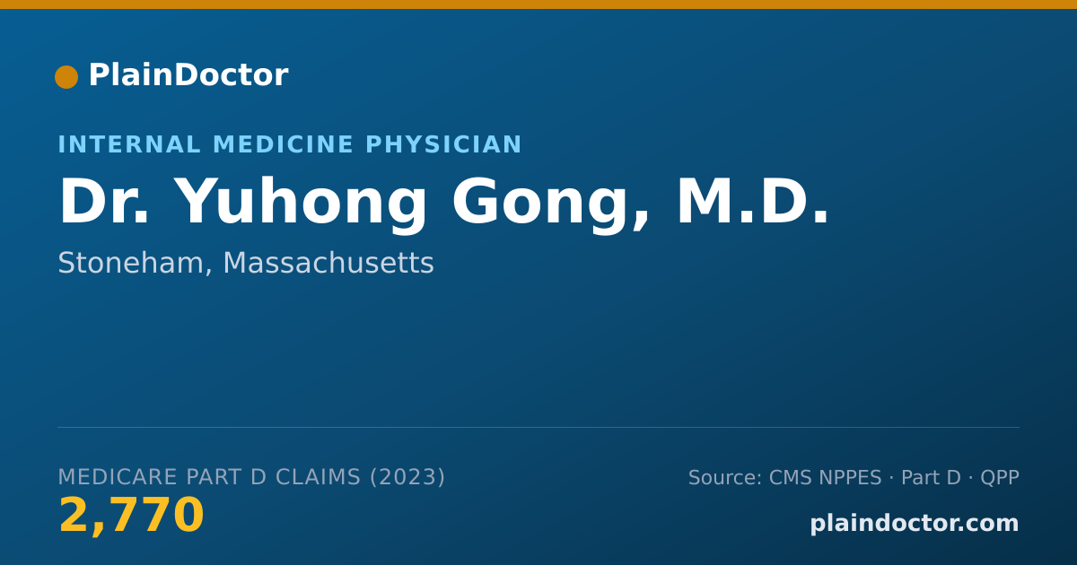 Shareable card for Yuhong Gong, M.D. - Internal Medicine Physician, Stoneham, MA
