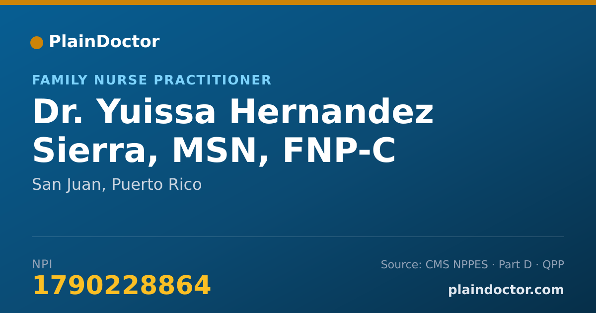 Shareable card for Yuissa Hernandez Sierra, MSN, FNP-C - Family Nurse Practitioner, San Juan, PR