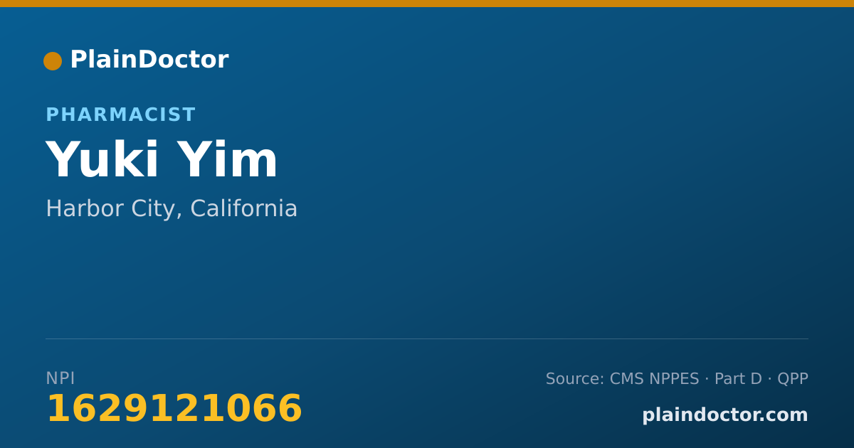 Shareable card for Yuki Yim - Pharmacist, Harbor City, CA