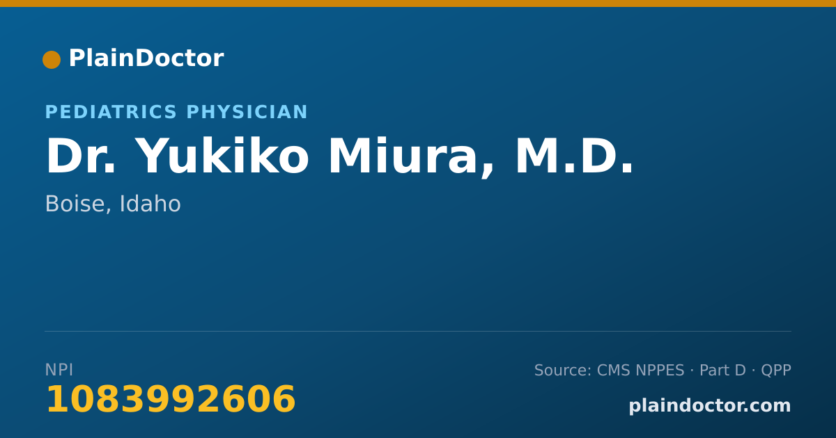 Shareable card for Yukiko Miura, M.D. - Pediatrics Physician, Boise, ID