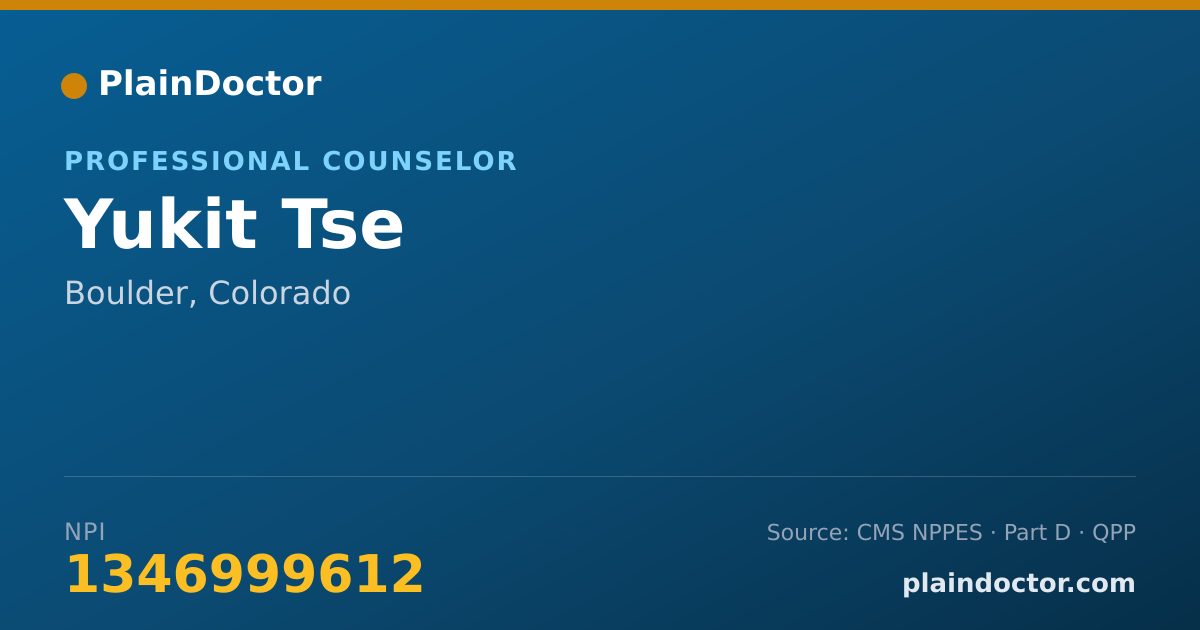 Shareable card for Yukit Tse - Professional Counselor, Boulder, CO