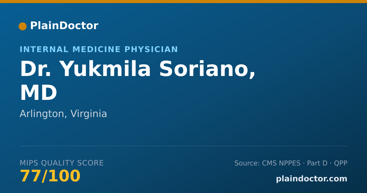 Shareable card for Yukmila Soriano, MD - Internal Medicine Physician, Arlington, VA