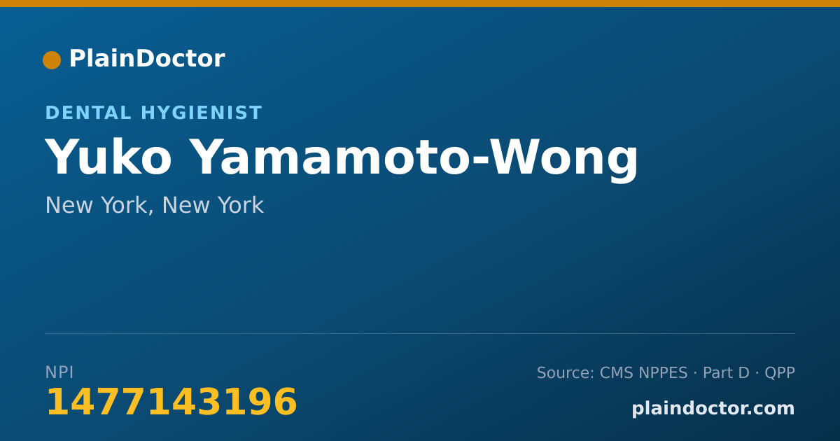 Shareable card for Yuko Yamamoto-Wong - Dental Hygienist, New York, NY