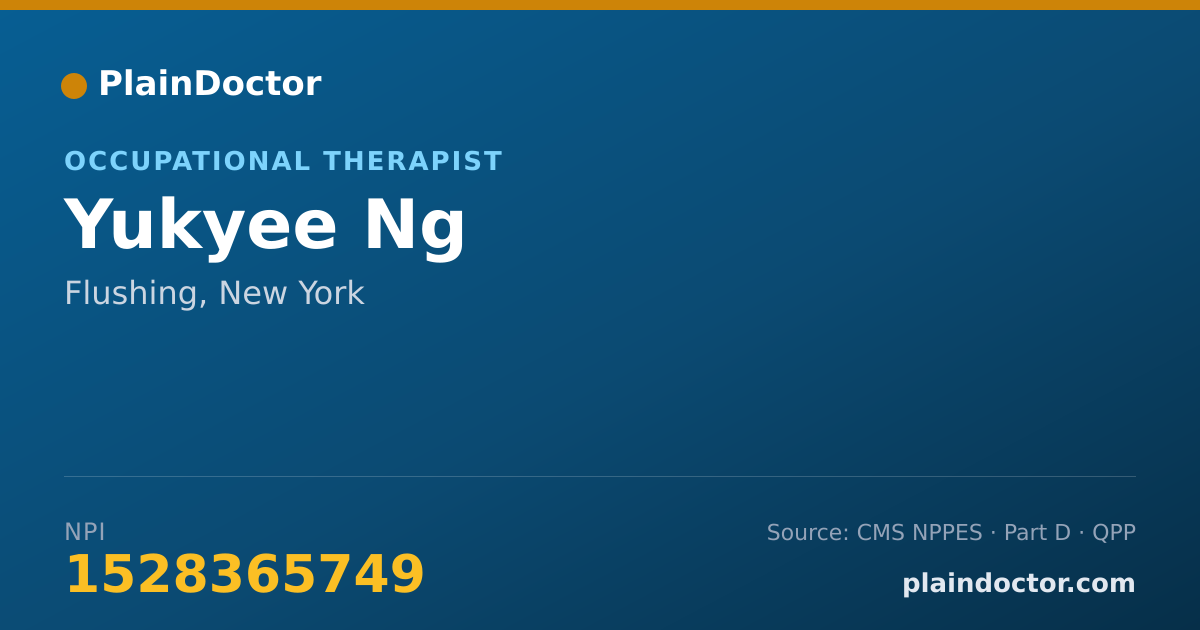 Shareable card for Yukyee Ng - Occupational Therapist, Flushing, NY