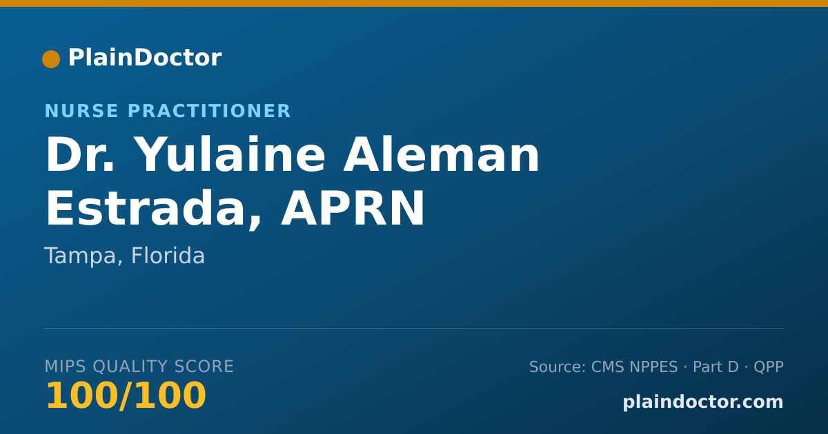 Shareable card for Yulaine Aleman Estrada, APRN - Nurse Practitioner, Tampa, FL
