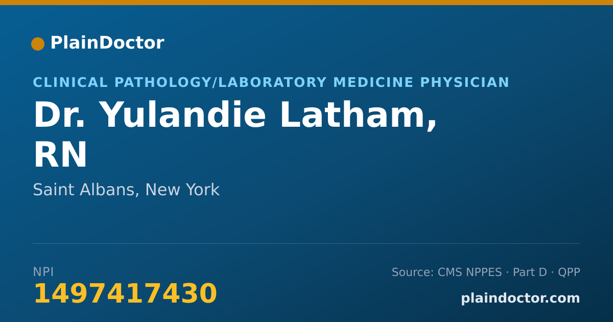 Shareable card for Yulandie Latham, RN - Clinical Pathology/Laboratory Medicine Physician, Saint Albans, NY