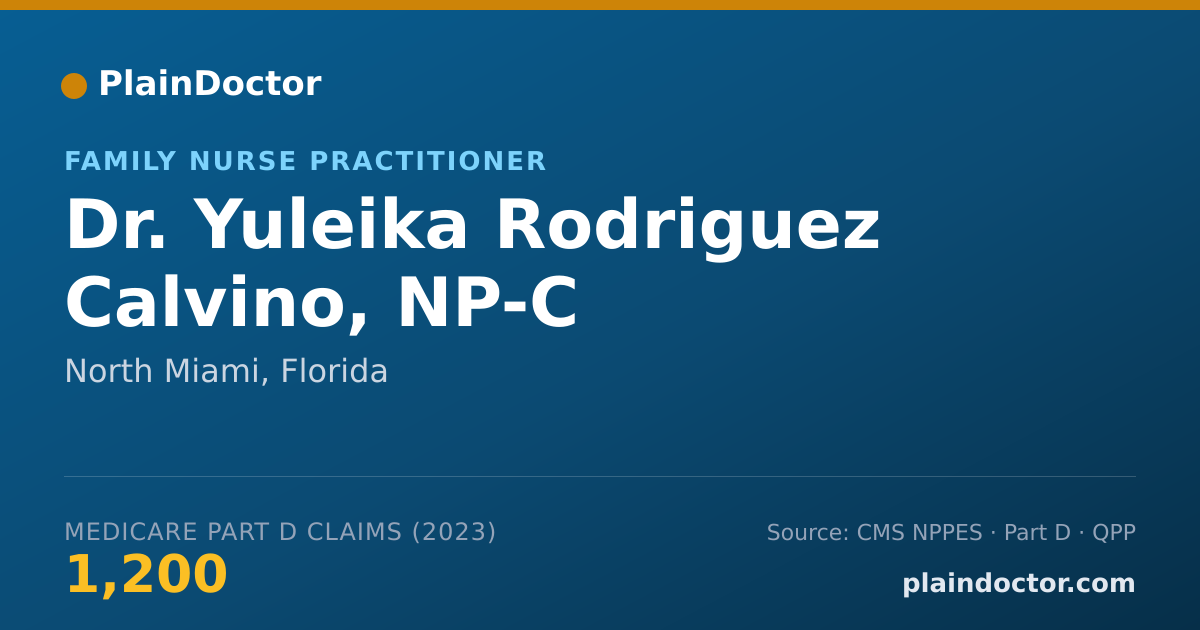 Shareable card for Yuleika Rodriguez Calvino, NP-C - Family Nurse Practitioner, North Miami, FL