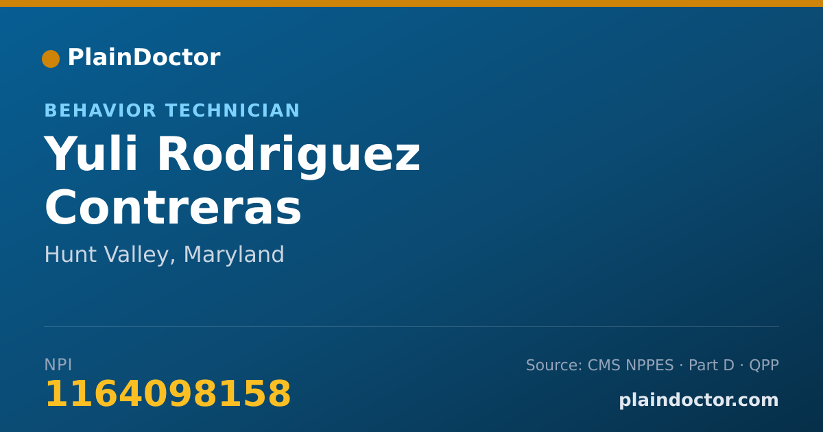 Shareable card for Yuli Rodriguez Contreras - Behavior Technician, Hunt Valley, MD