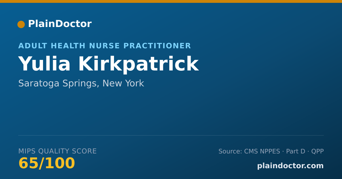 Shareable card for Yulia Kirkpatrick - Adult Health Nurse Practitioner, Saratoga Springs, NY