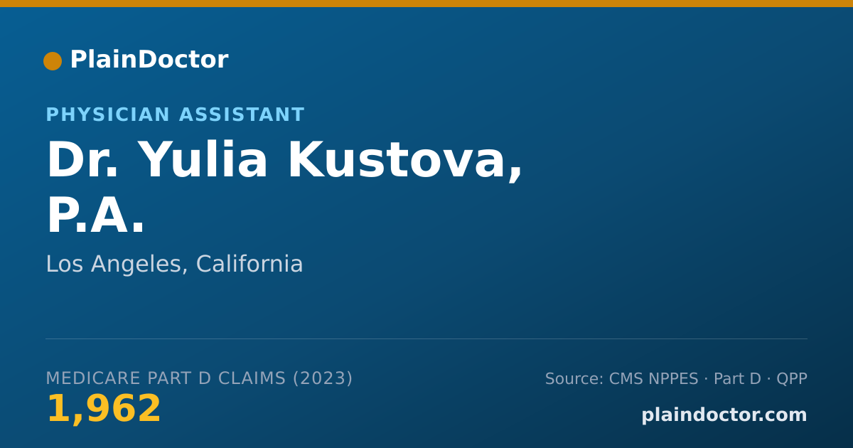 Shareable card for Yulia Kustova, P.A. - Physician Assistant, Los Angeles, CA