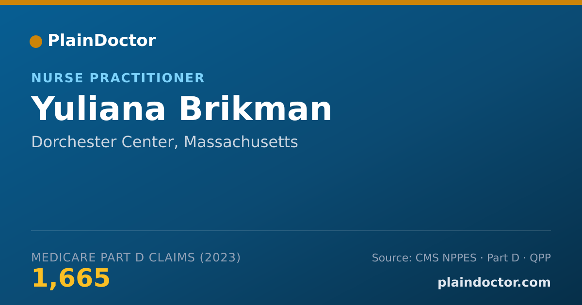 Shareable card for Yuliana Brikman - Nurse Practitioner, Dorchester Center, MA