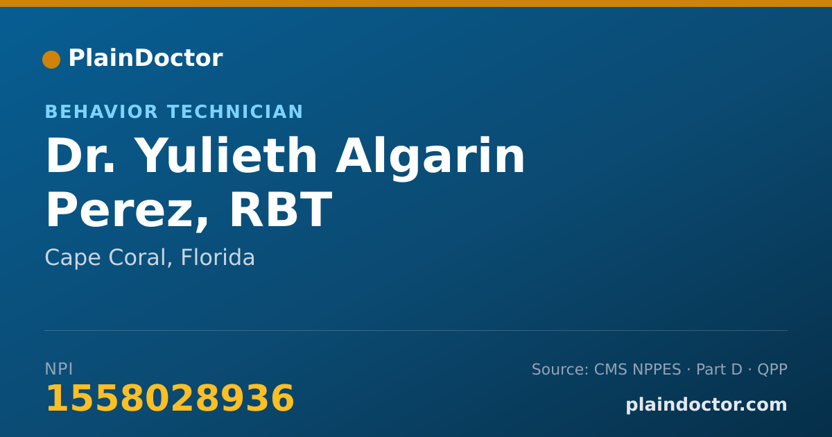 Shareable card for Yulieth Algarin Perez, RBT - Behavior Technician, Cape Coral, FL