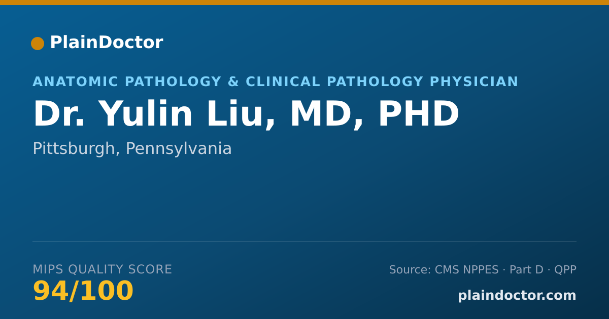 Shareable card for Yulin Liu, MD, PHD - Anatomic Pathology & Clinical Pathology Physician, Pittsburgh, PA