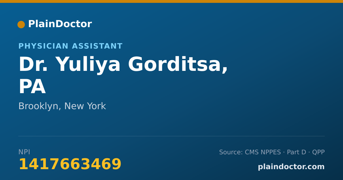 Shareable card for Yuliya Gorditsa, PA - Physician Assistant, Brooklyn, NY