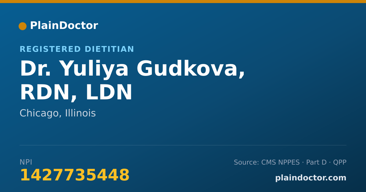 Shareable card for Yuliya Gudkova, RDN, LDN - Registered Dietitian, Chicago, IL