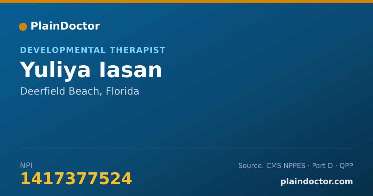 Shareable card for Yuliya Iasan - Developmental Therapist, Deerfield Beach, FL