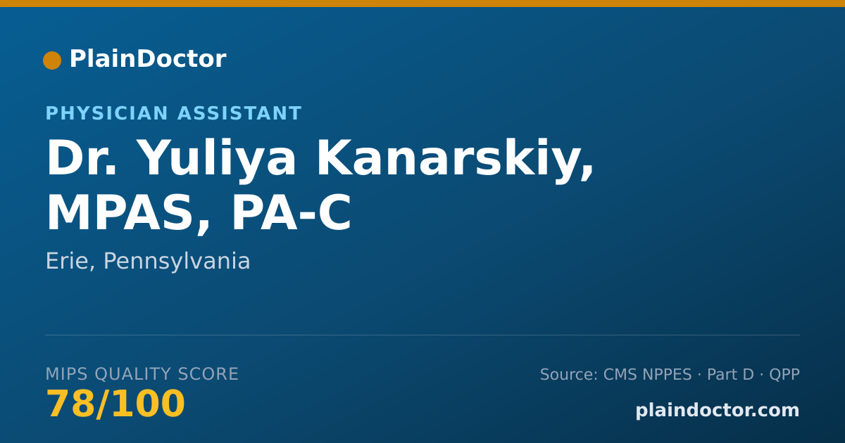 Shareable card for Yuliya Kanarskiy, MPAS, PA-C - Physician Assistant, Erie, PA