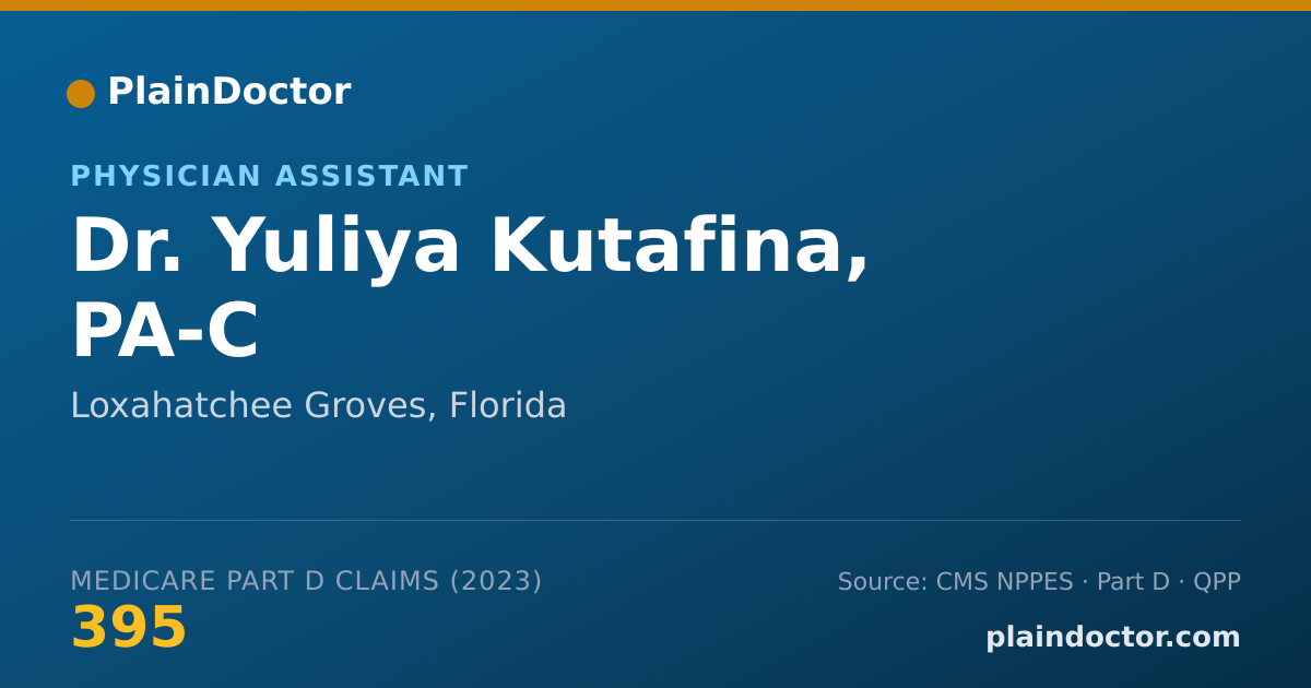 Shareable card for Yuliya Kutafina, PA-C - Physician Assistant, Loxahatchee Groves, FL