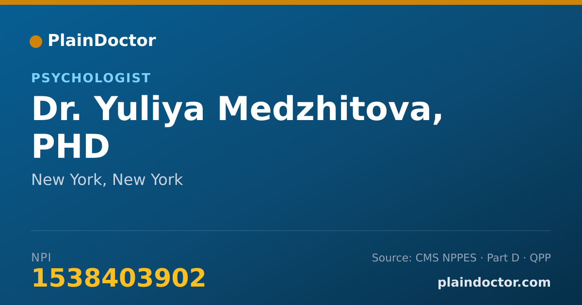 Shareable card for Yuliya Medzhitova, PHD - Psychologist, New York, NY