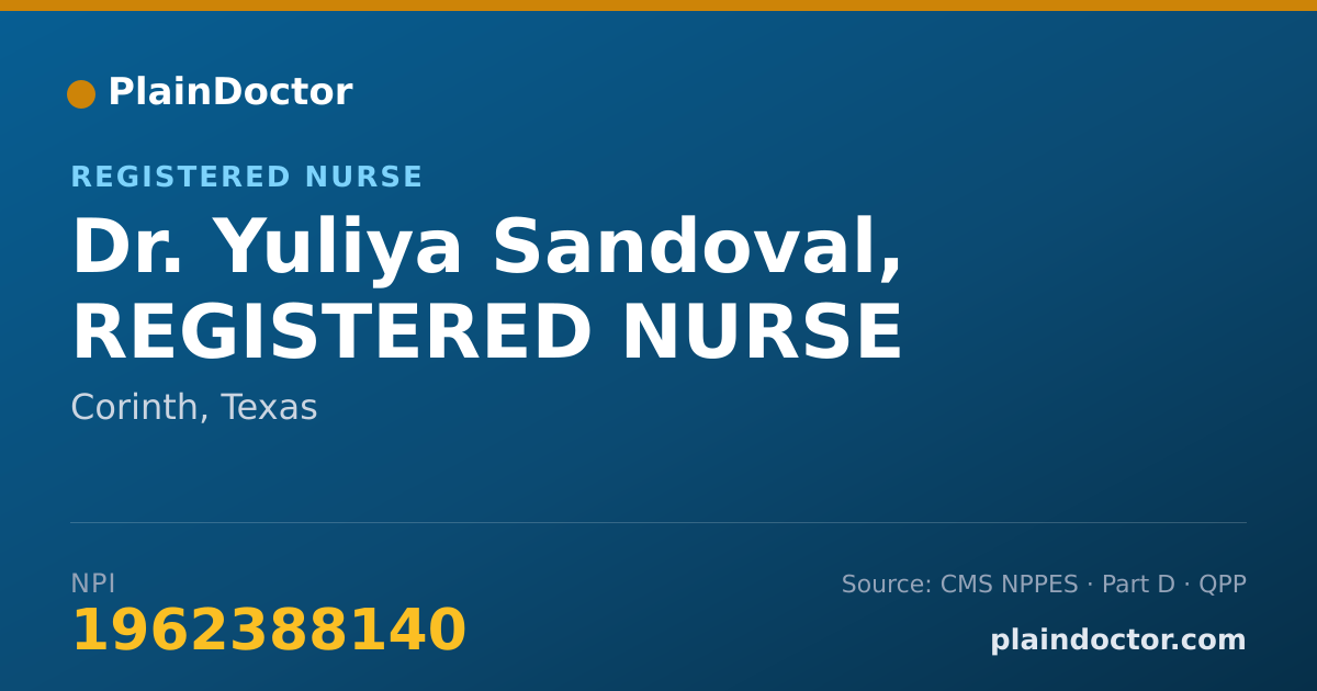 Shareable card for Yuliya Sandoval, REGISTERED NURSE - Registered Nurse, Corinth, TX
