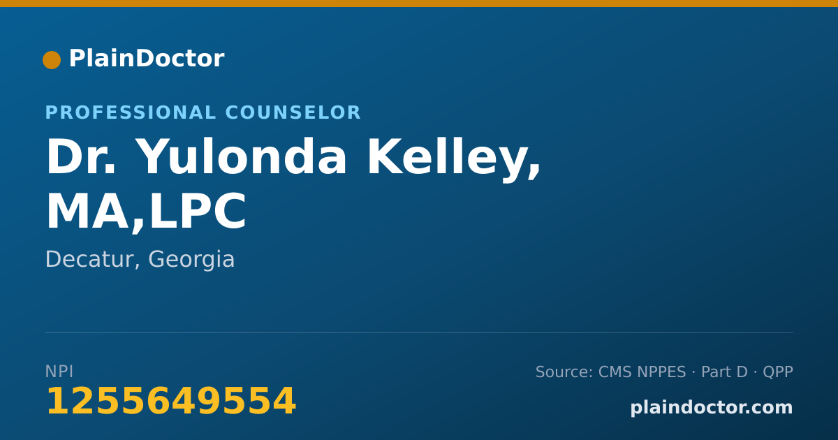 Shareable card for Yulonda Kelley, MA,LPC - Professional Counselor, Decatur, GA