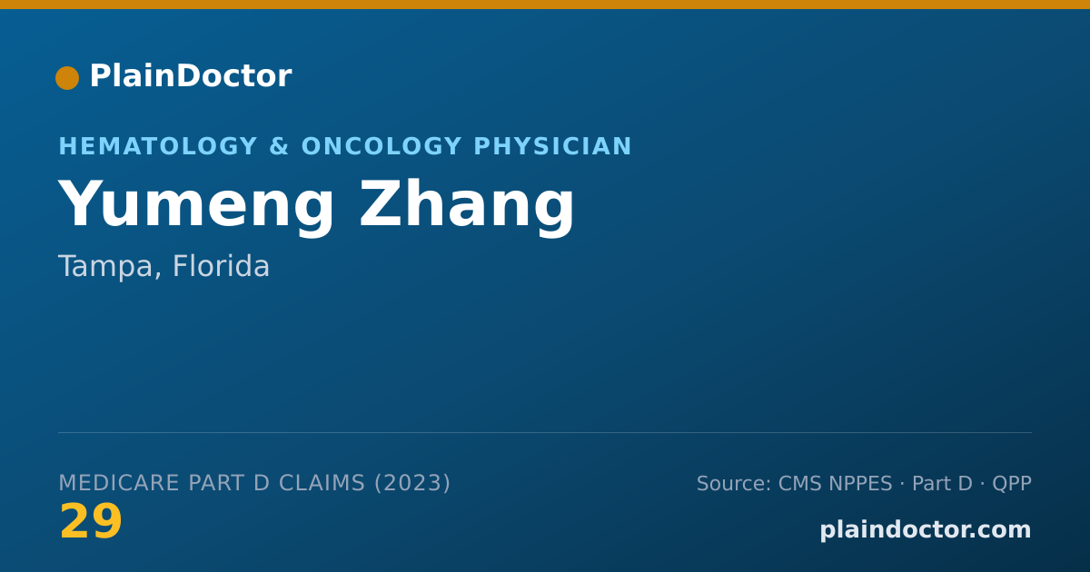 Shareable card for Yumeng Zhang - Hematology & Oncology Physician, Tampa, FL